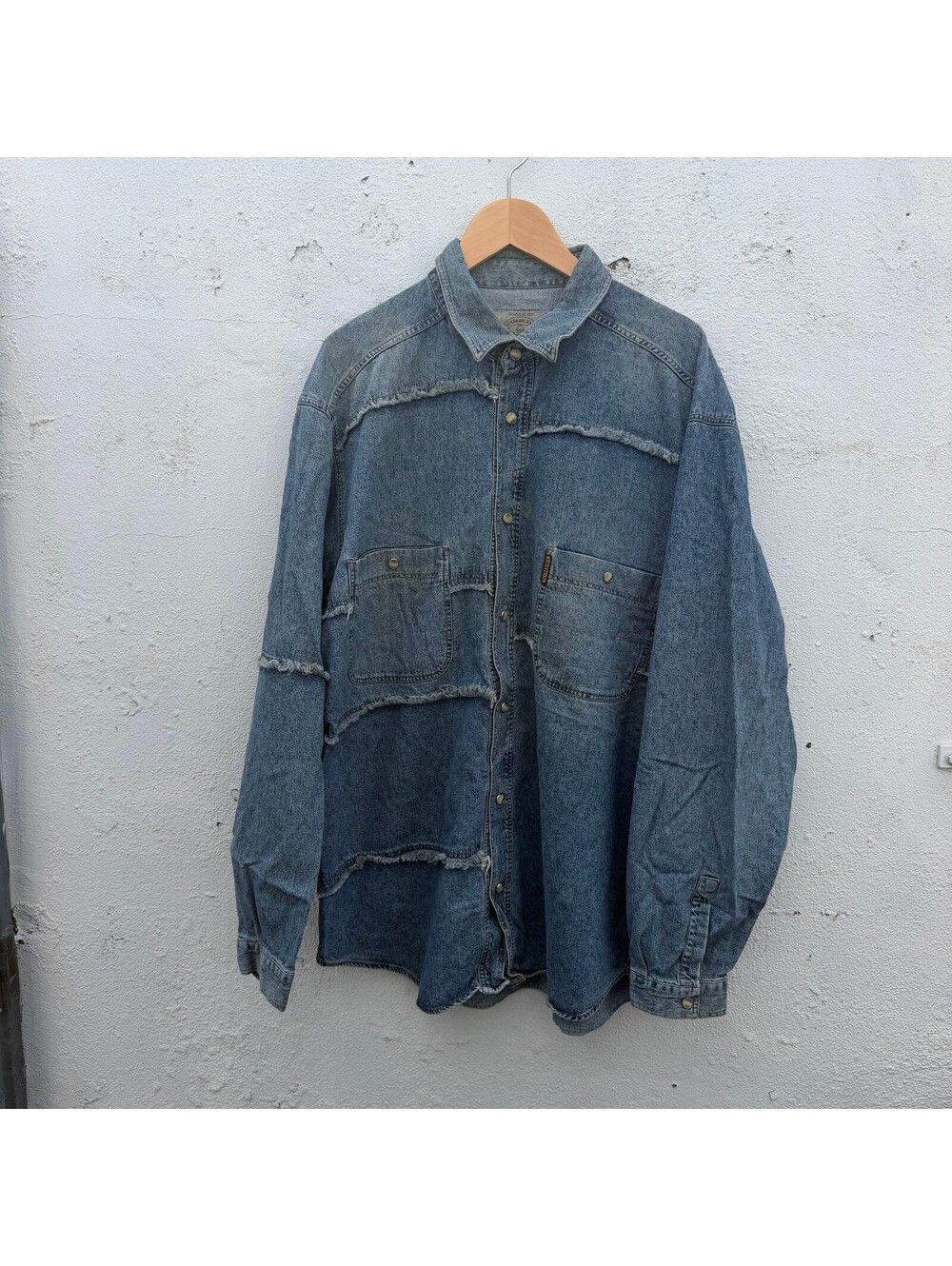 Armani Jeans Denim Patchwork Button Down Shirt 90s
